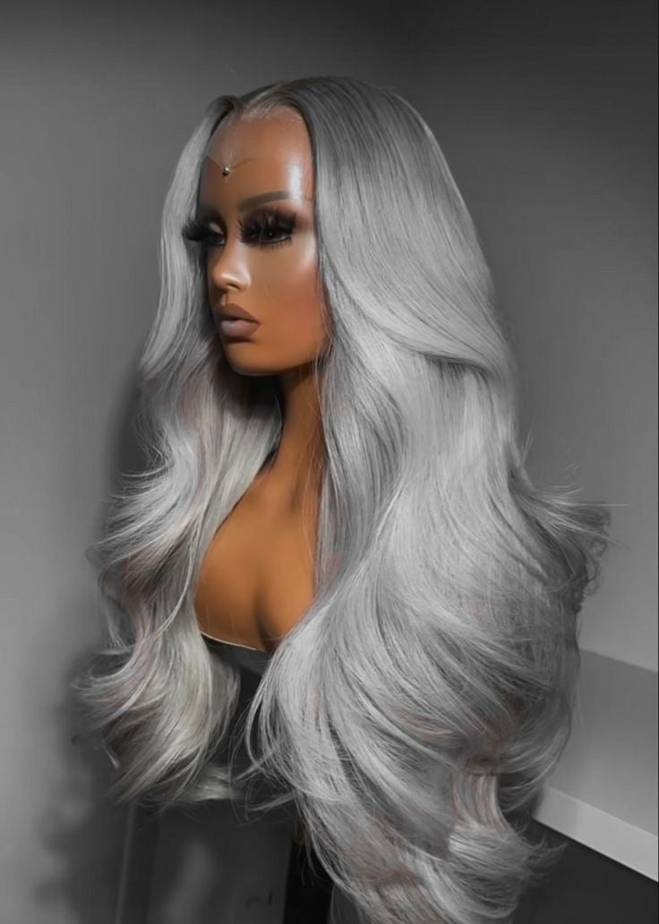 Wig grey body wave full frontal