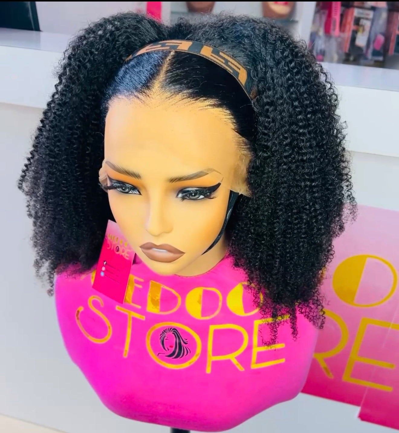 13*4 full frontal afro curly wig transparent 300 density