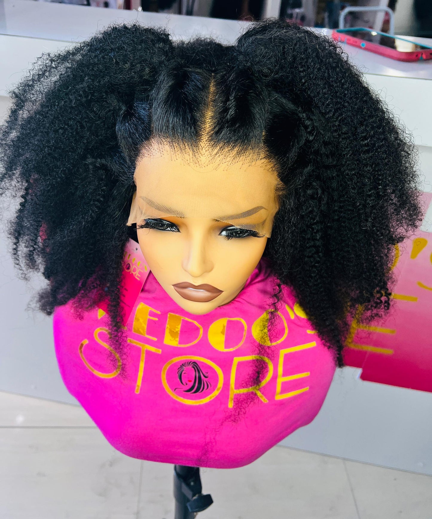 13*4 full frontal afro curly wig transparent 300 density