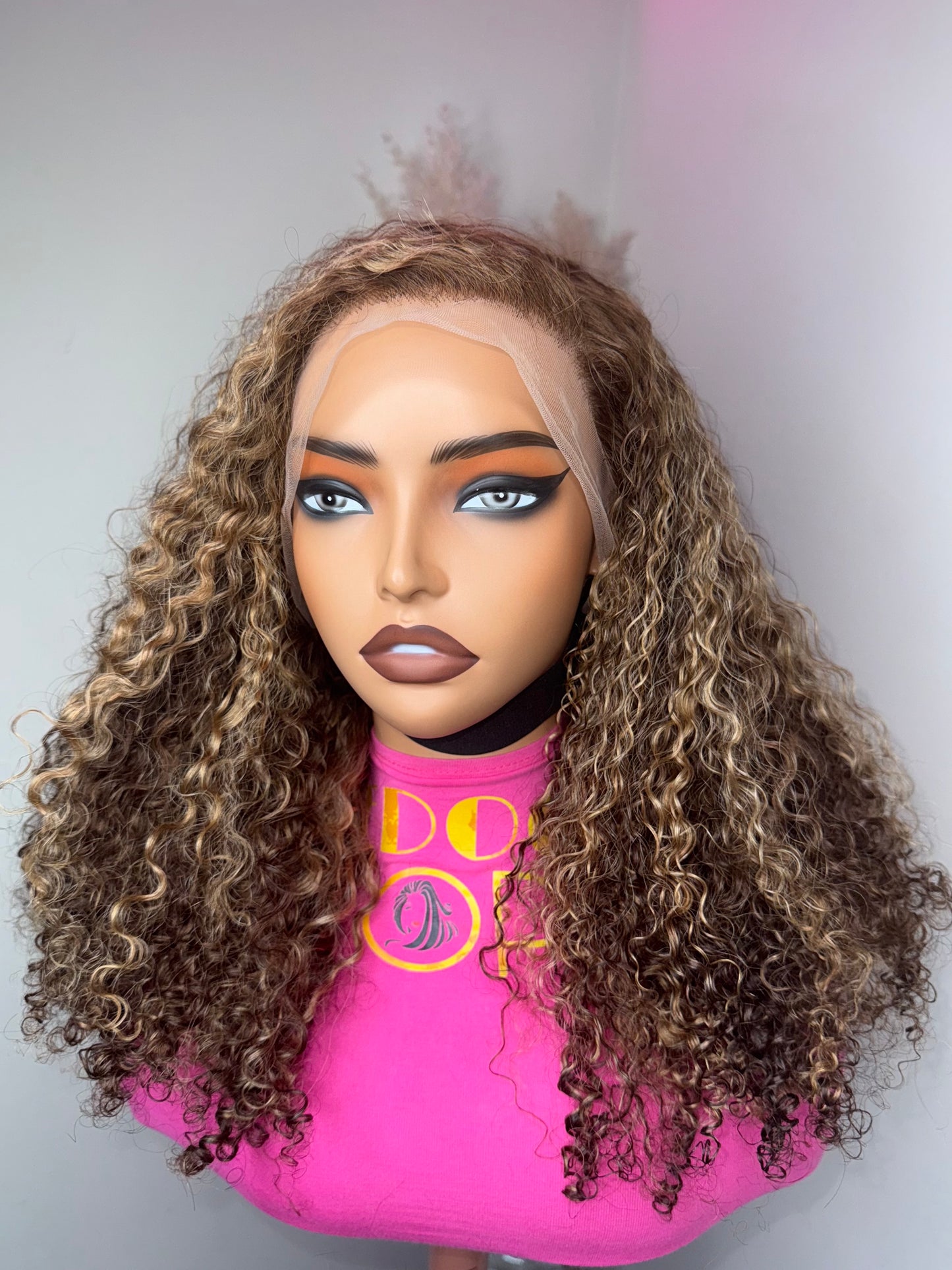 Wig lace front highlight curly