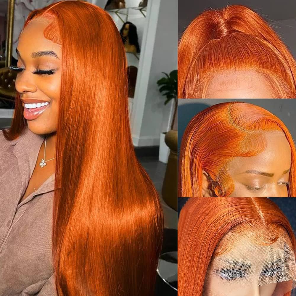 wig orange straight full frontal transparent