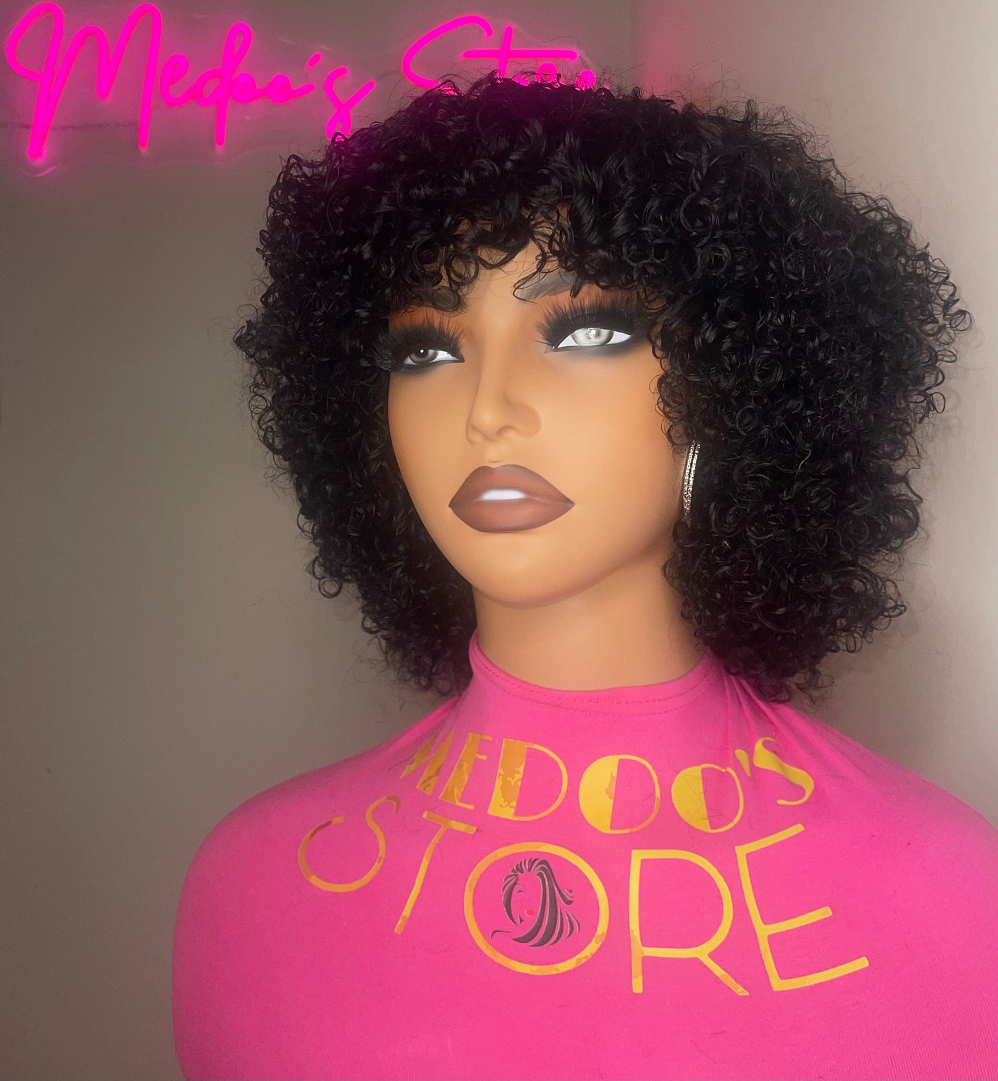 Frange curly 200% density 100% human hair