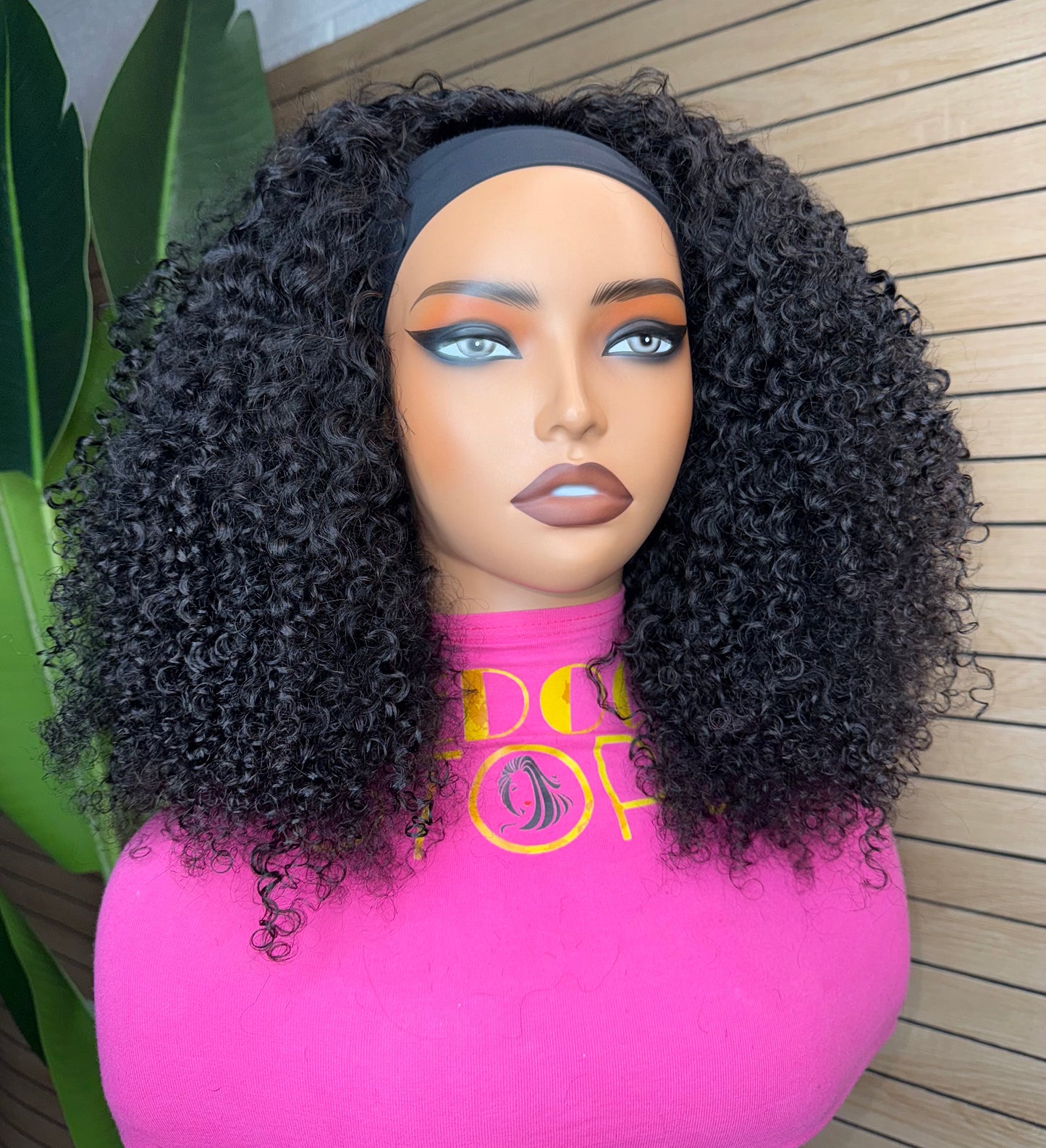 300 density Headband curly wig