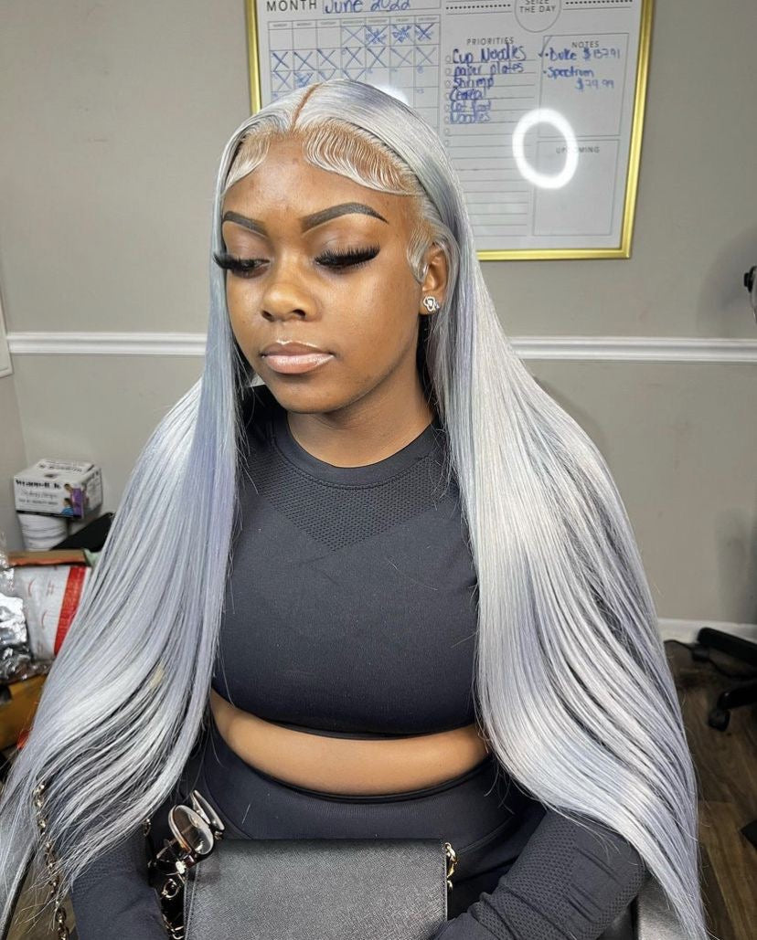 Wig grey straight full frontal