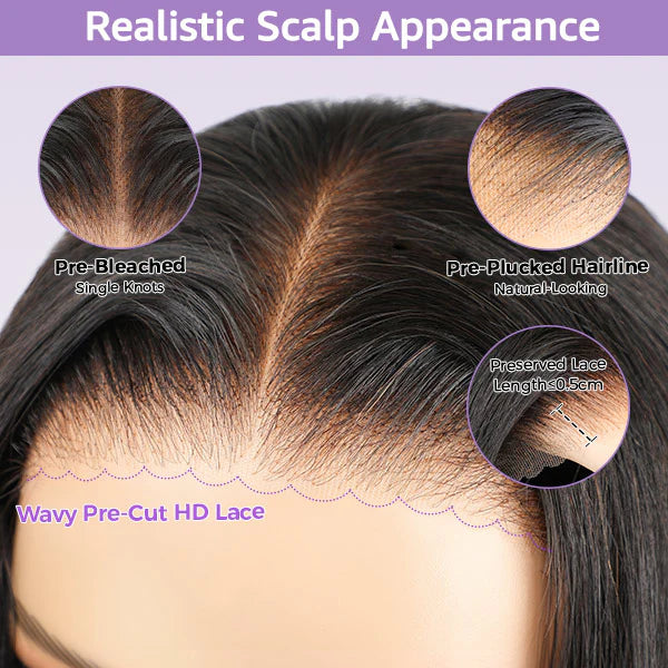 5x6 wear and go kinky straight BOB Glueless wig
