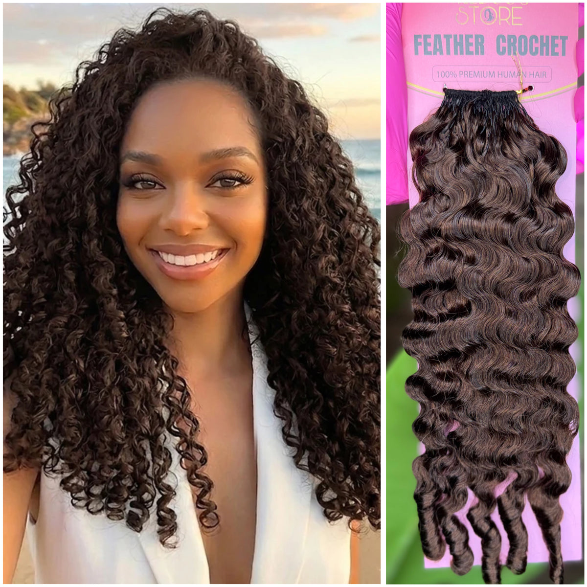 Feather crochet BURMESE CURLY human hair 50g/pack