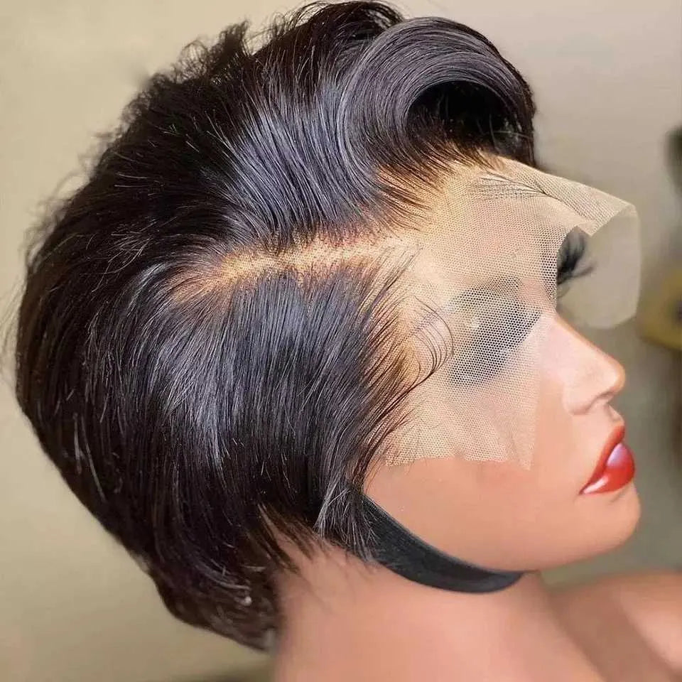 Pre bleach Pixie cut straight lace front wig