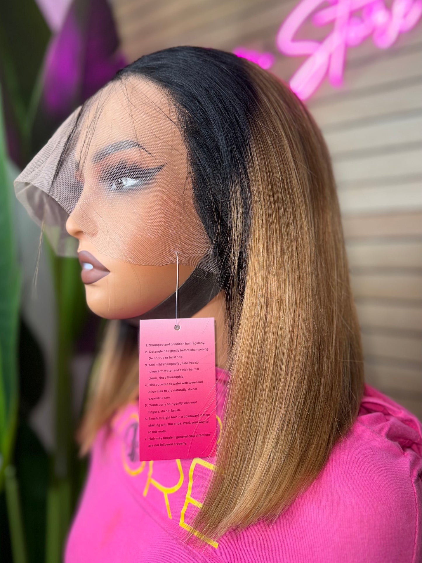 Wig bob #1b/30 straight full frontal transparent