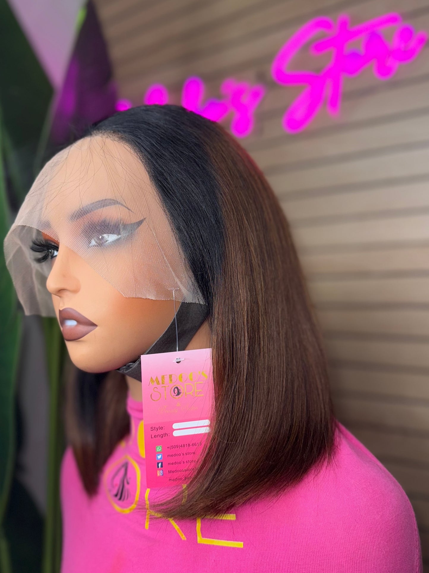 Wig bob #1b/4 straight full frontal transparent