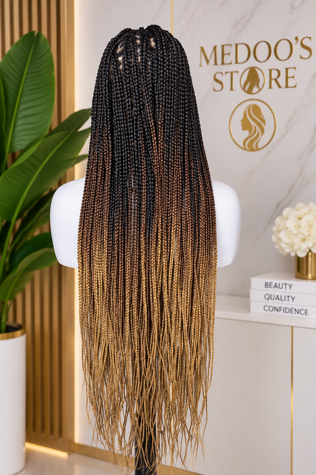 Braided knotless full lace wig (synthetic)