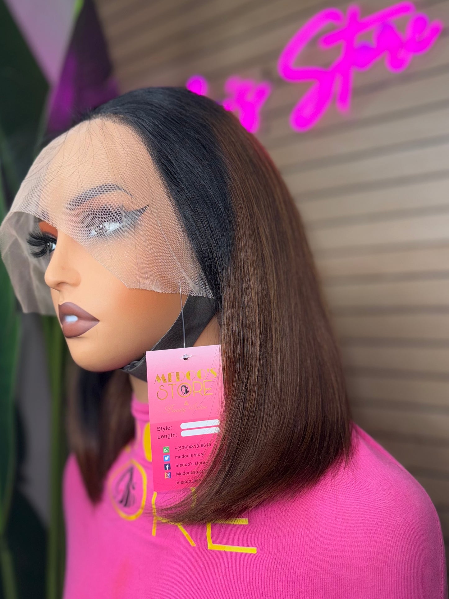 Wig bob #1b/4 straight full frontal transparent