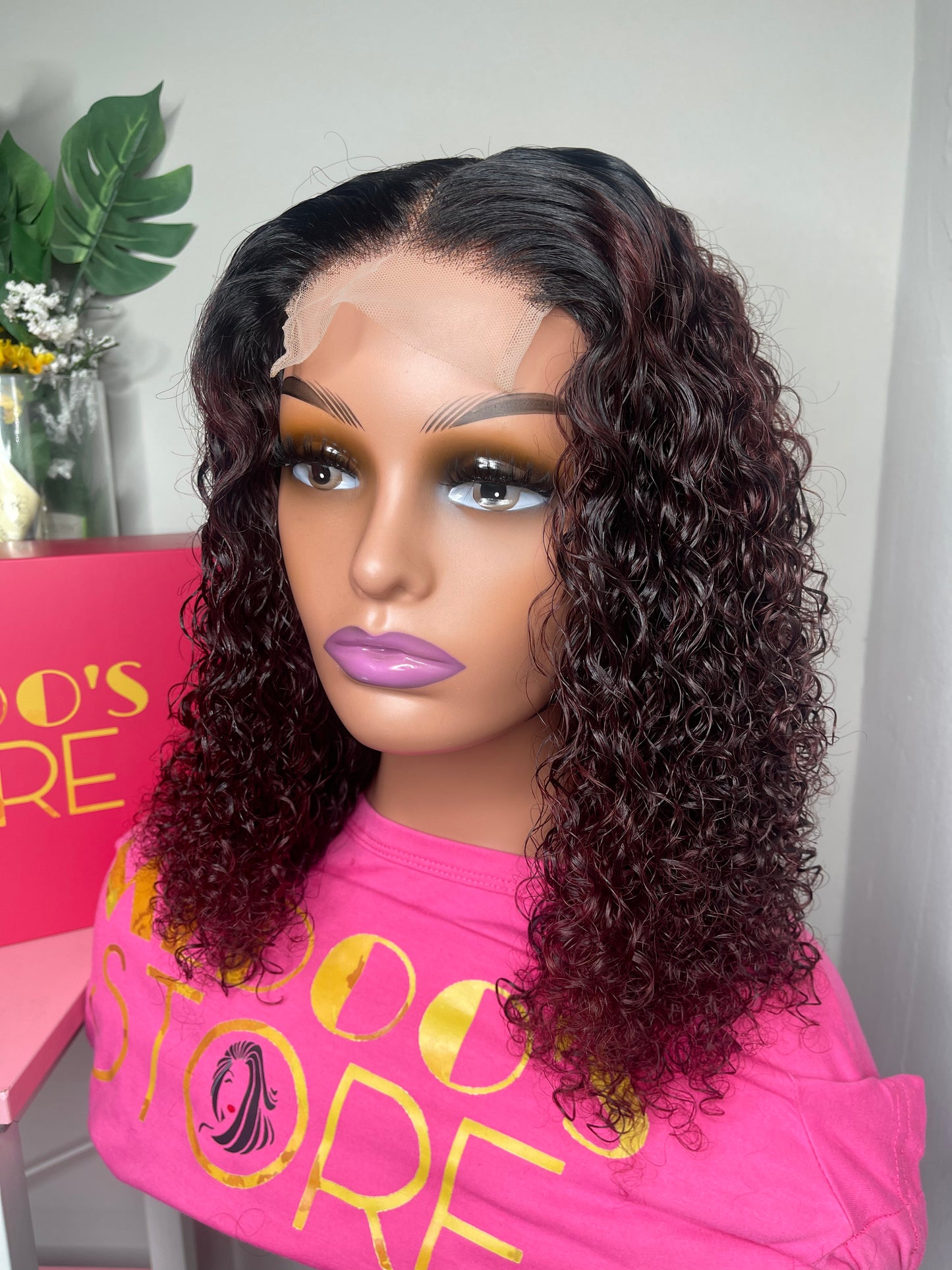 Deep curly lace wig 4*4 transparent