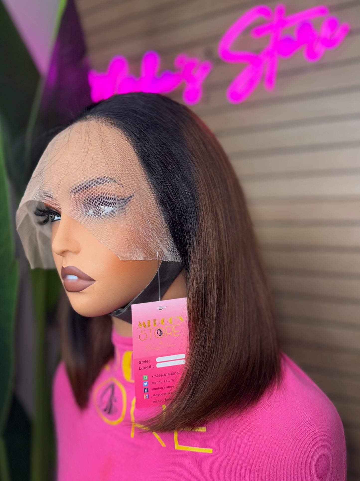 Wig bob #1b/4 straight full frontal transparent