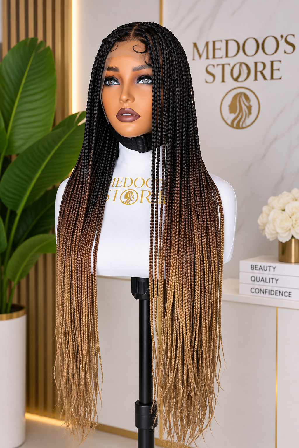 Braided knotless full lace wig (synthetic)