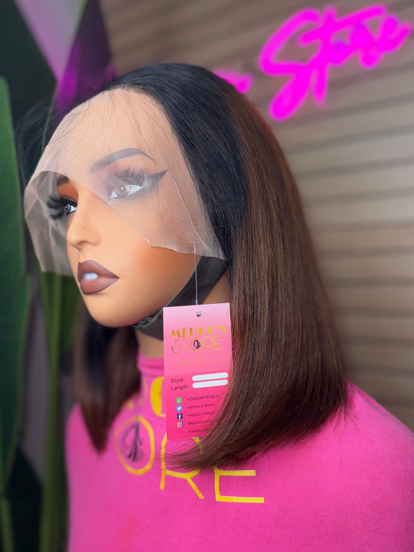 Wig bob #1b/4 straight full frontal transparent