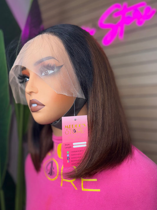 Wig bob #1b/4 straight full frontal transparent