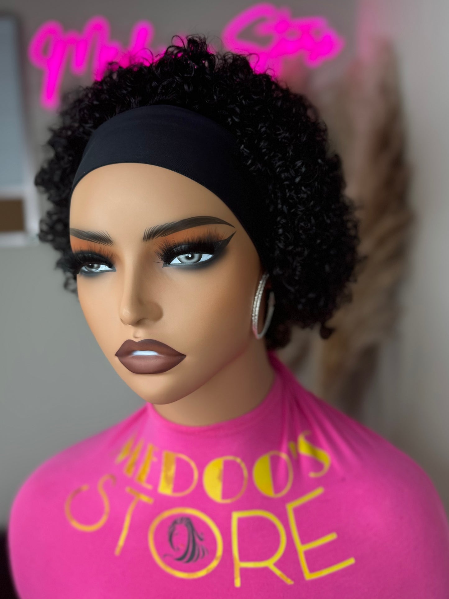 Short headband curly wig human hair