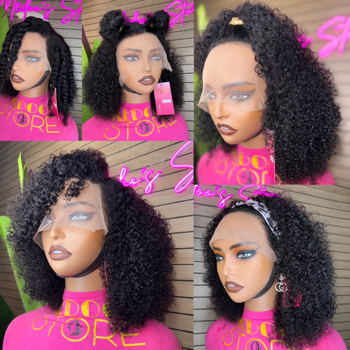 Wig full frontal curly 180% density