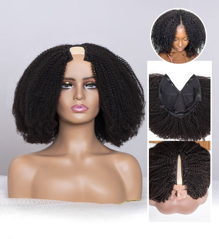 V part Afro Curly  wig