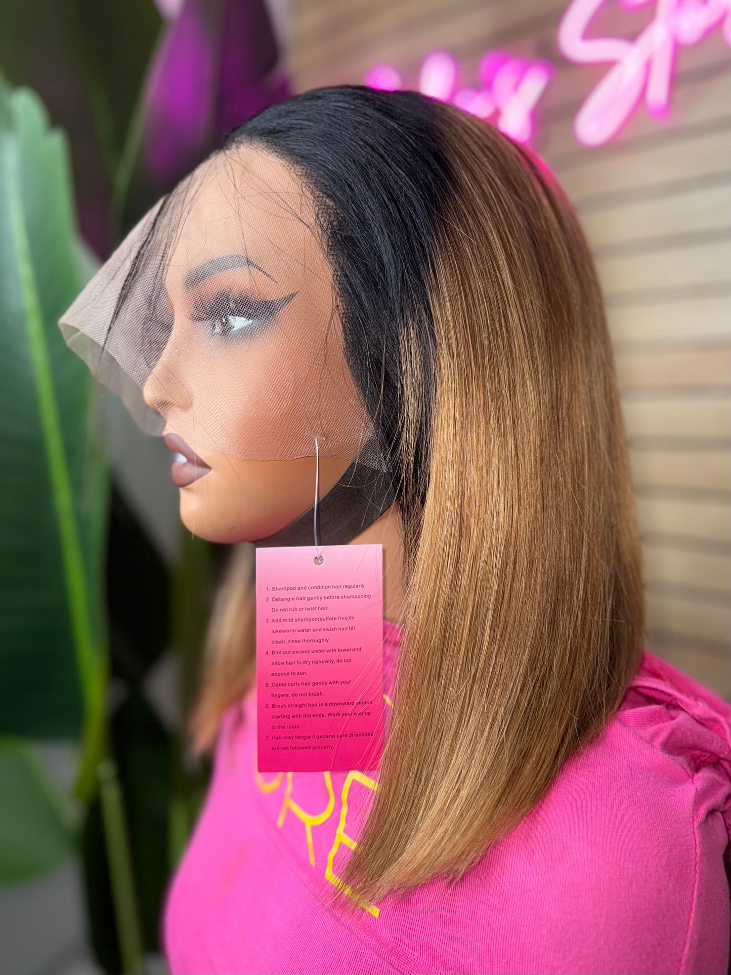 Wig bob #1b/30 straight full frontal transparent