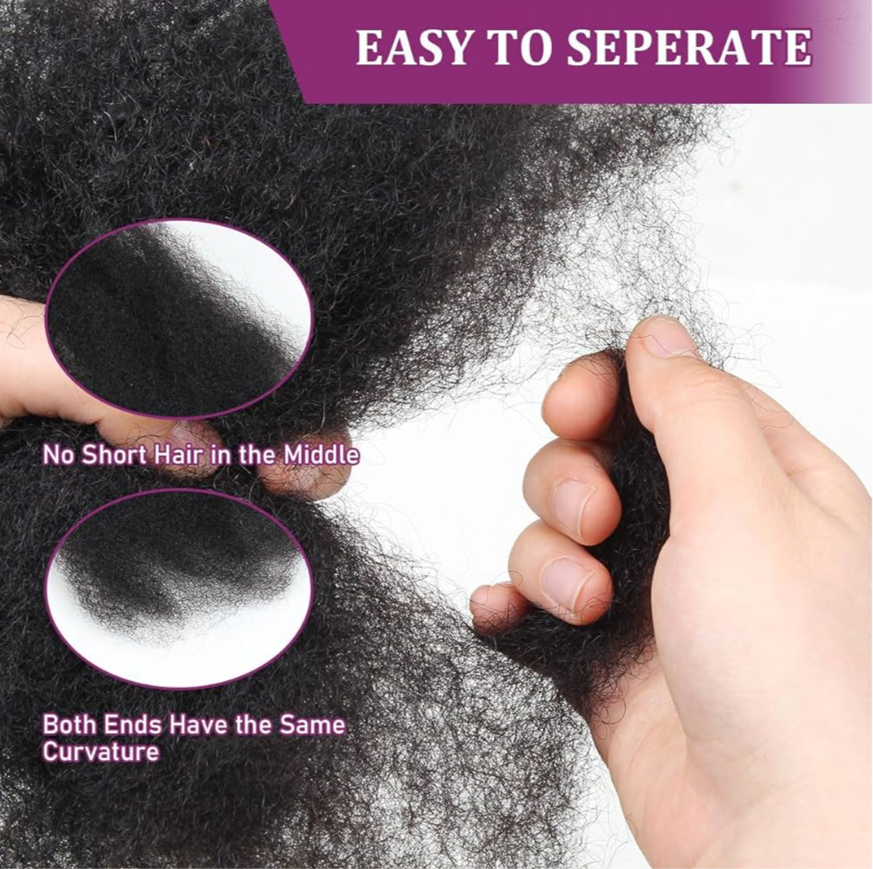 Allonge Limena afro kinky Bulk 100% human hair [50 gram / pk ]
