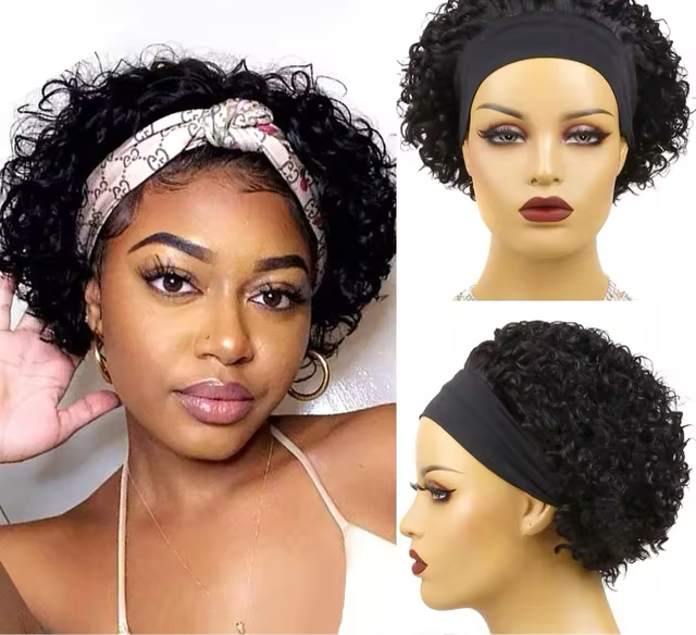 Short headband curly wig human hair