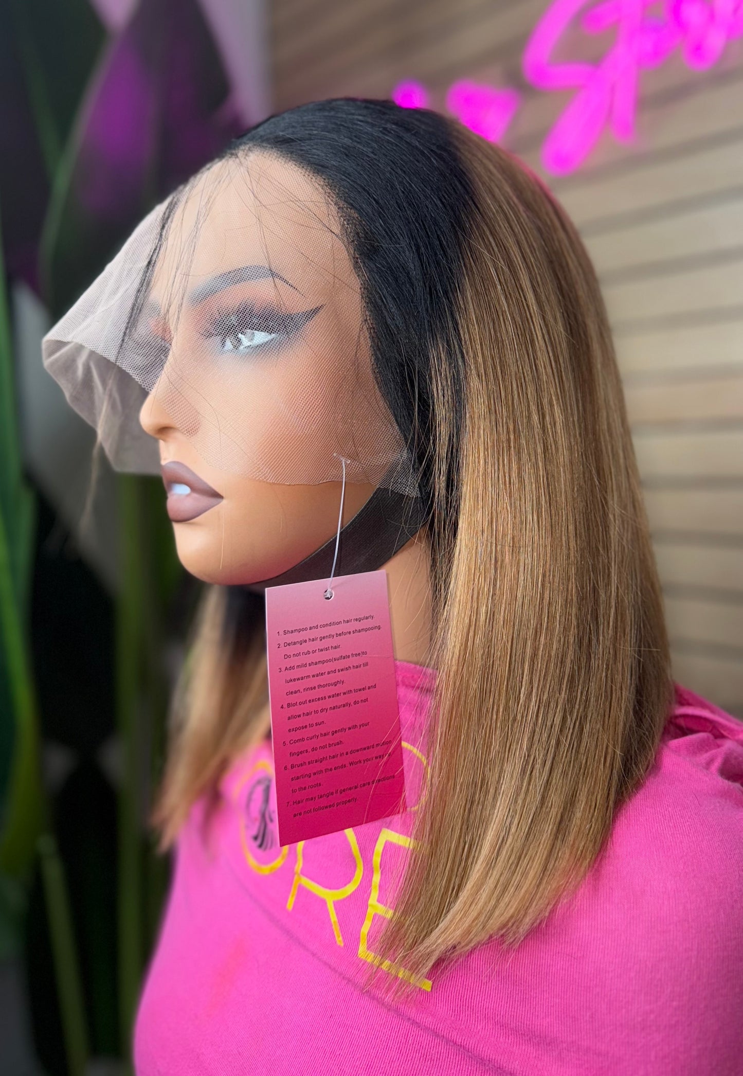 Wig bob #1b/30 straight full frontal transparent