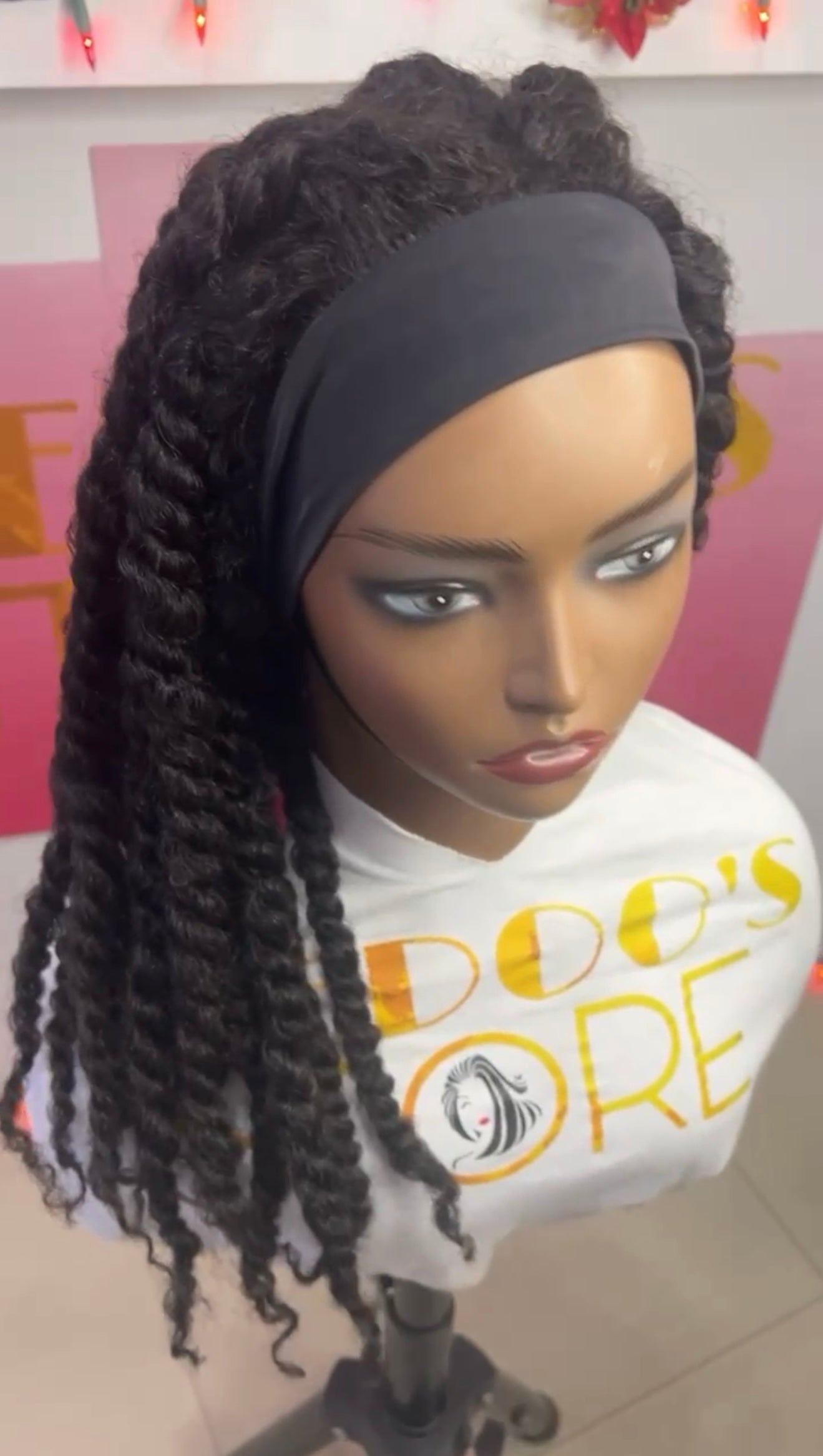 Headband braided human hair wig