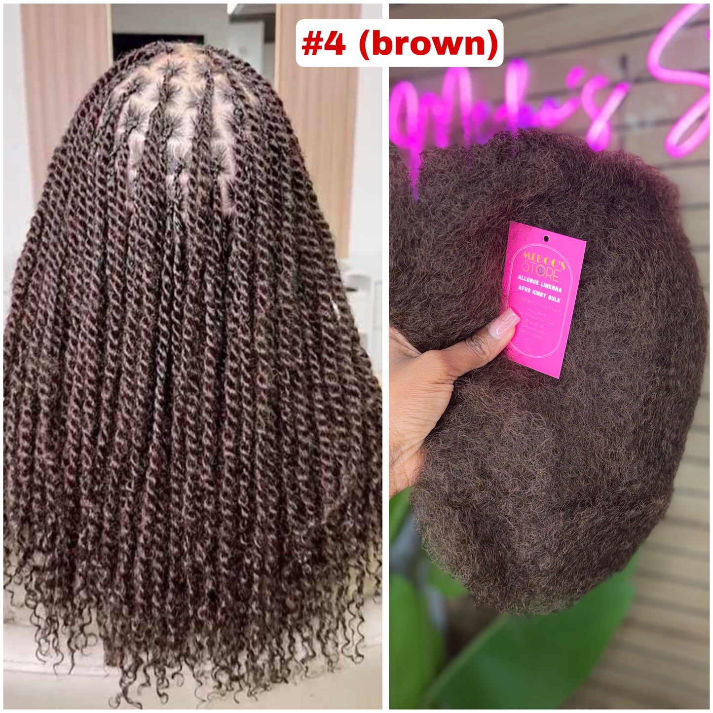 Allonge Limena afro kinky Bulk 100% human hair [50 gram / pk ]