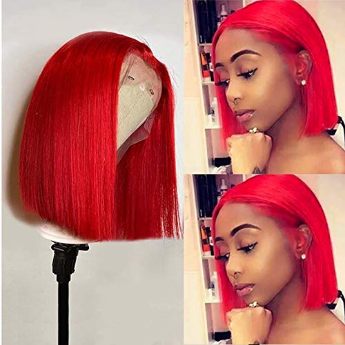 Bob wig red straight full frontal transparent