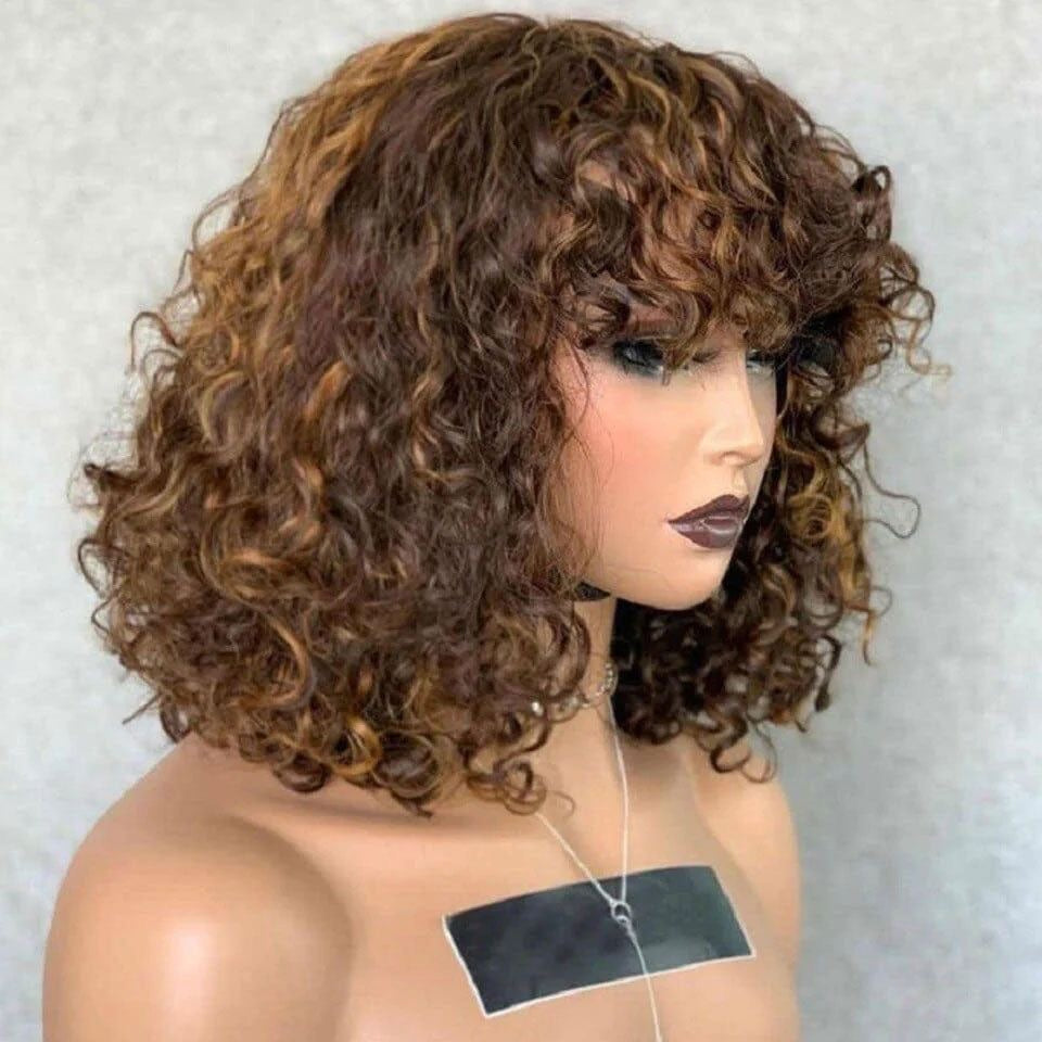 Frange wig curly wave