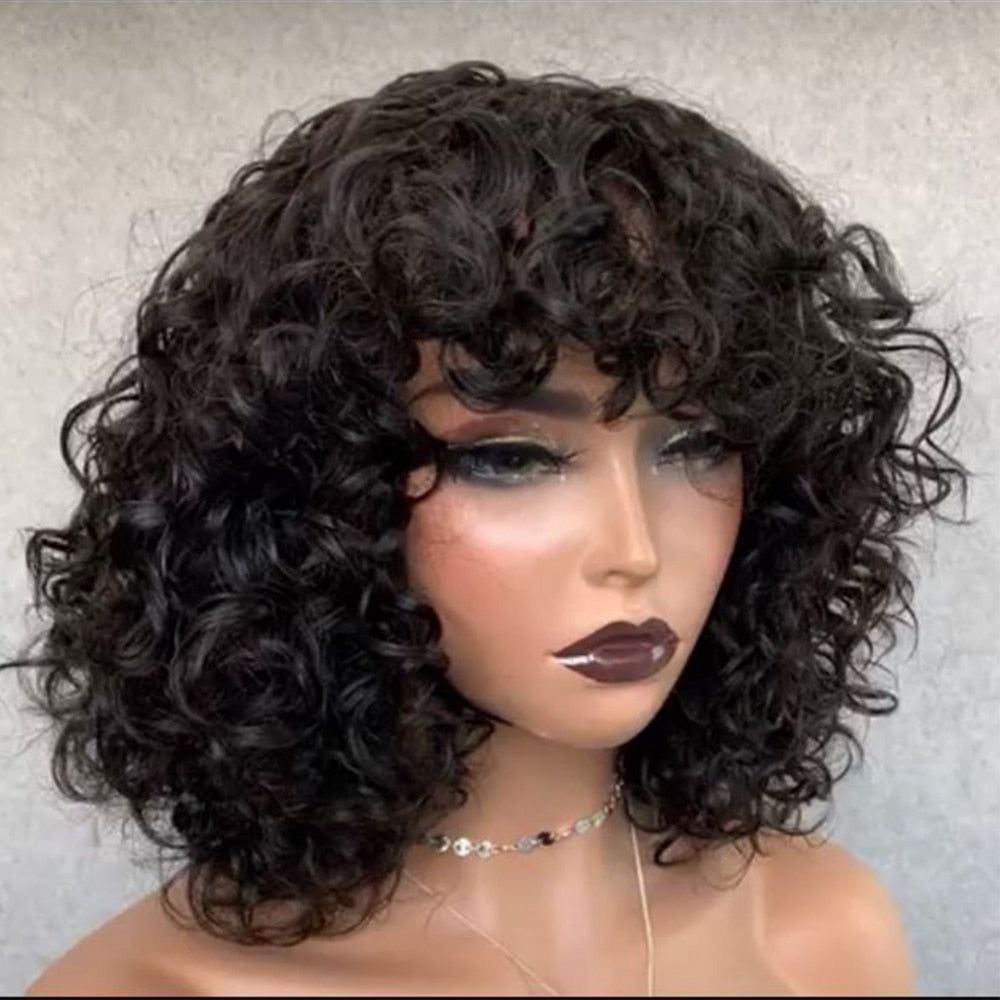 Frange wig curly wave