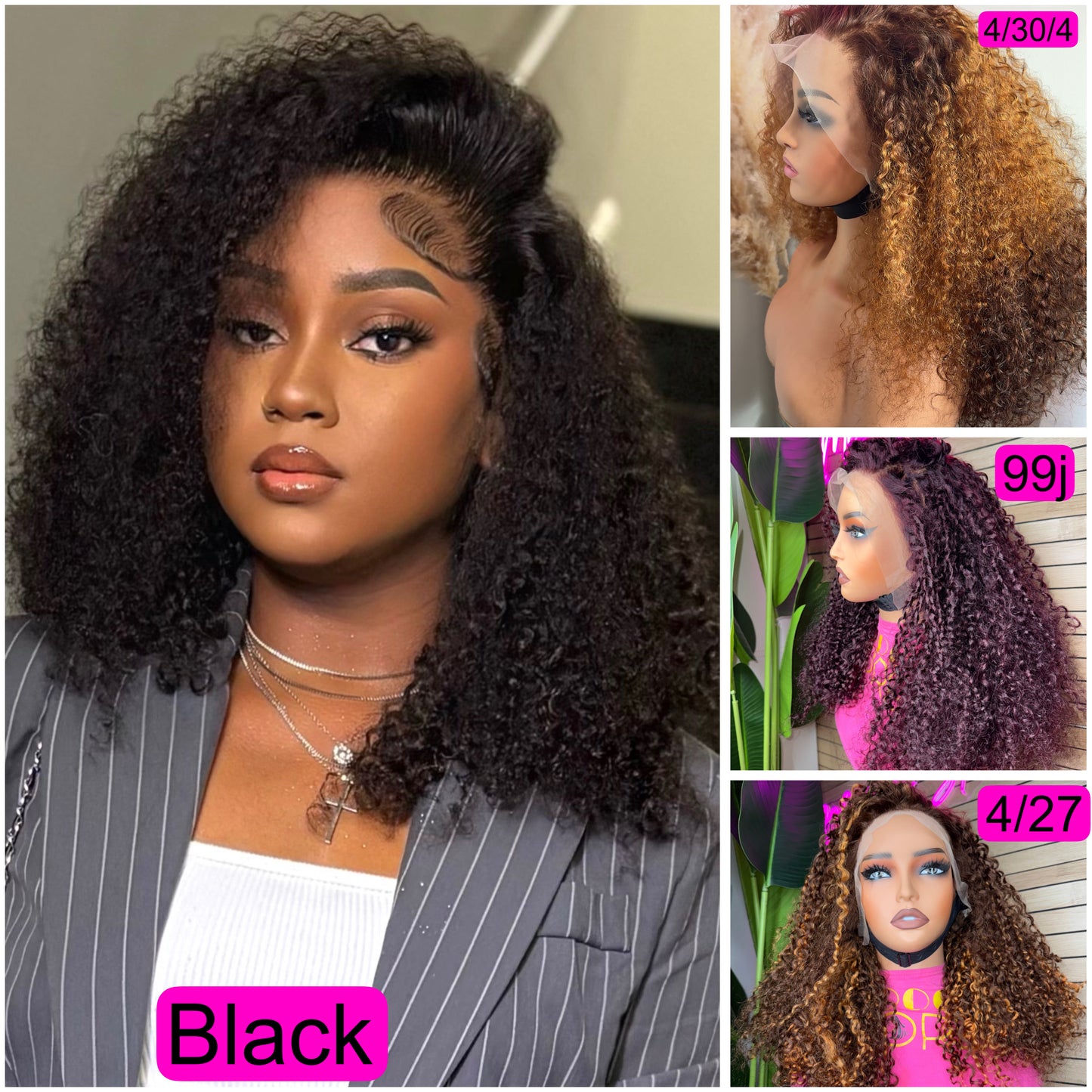 Wig full frontal pixie curly 300% density