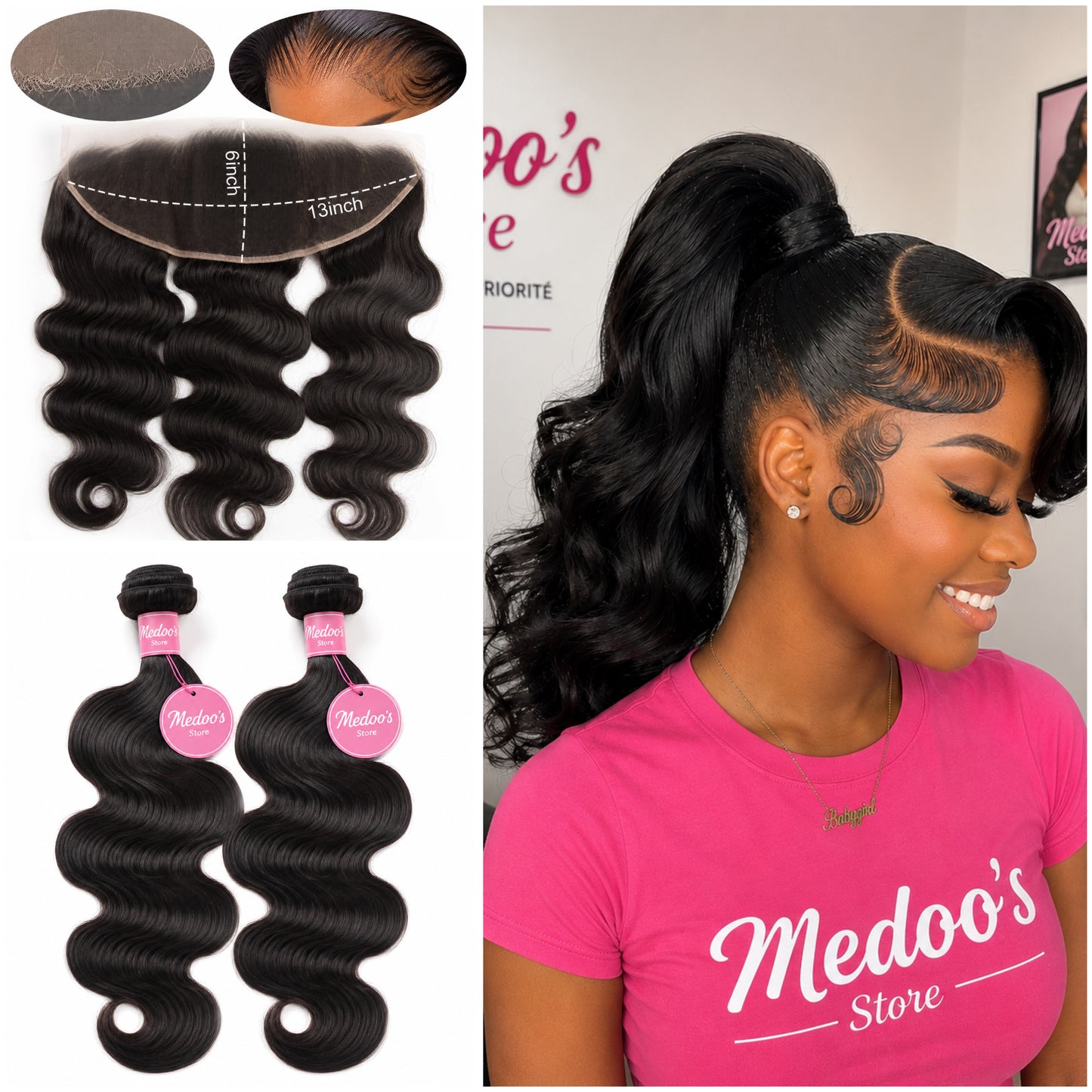Package 2 bundles body wave + 1 frontal HD
