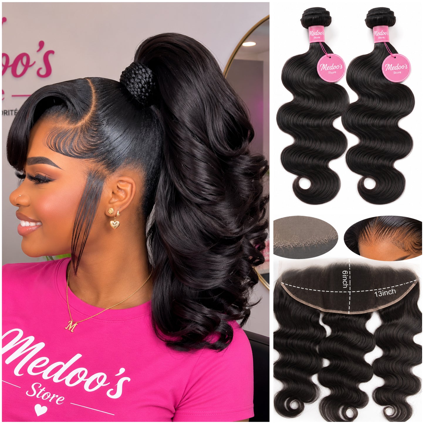 Package 2 bundles body wave + 1 frontal HD