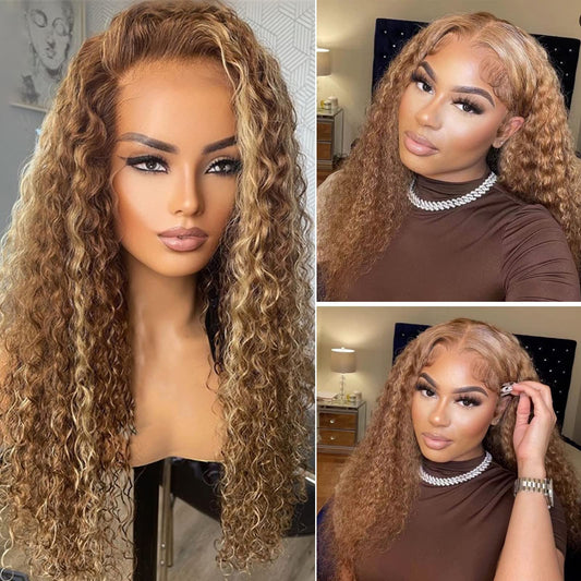 Wig lace front highlight curly