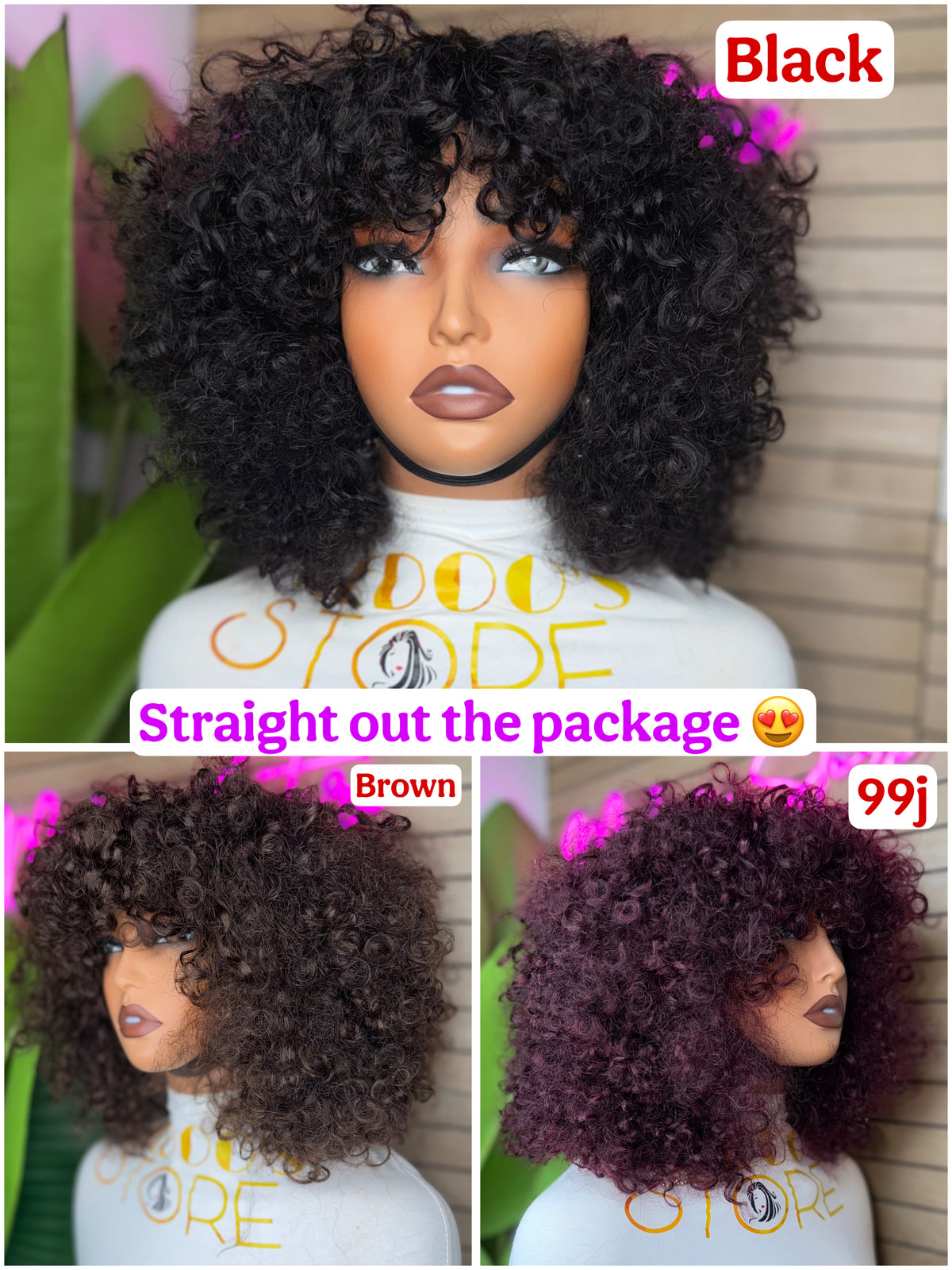 Tiana frange water Curly 300% density