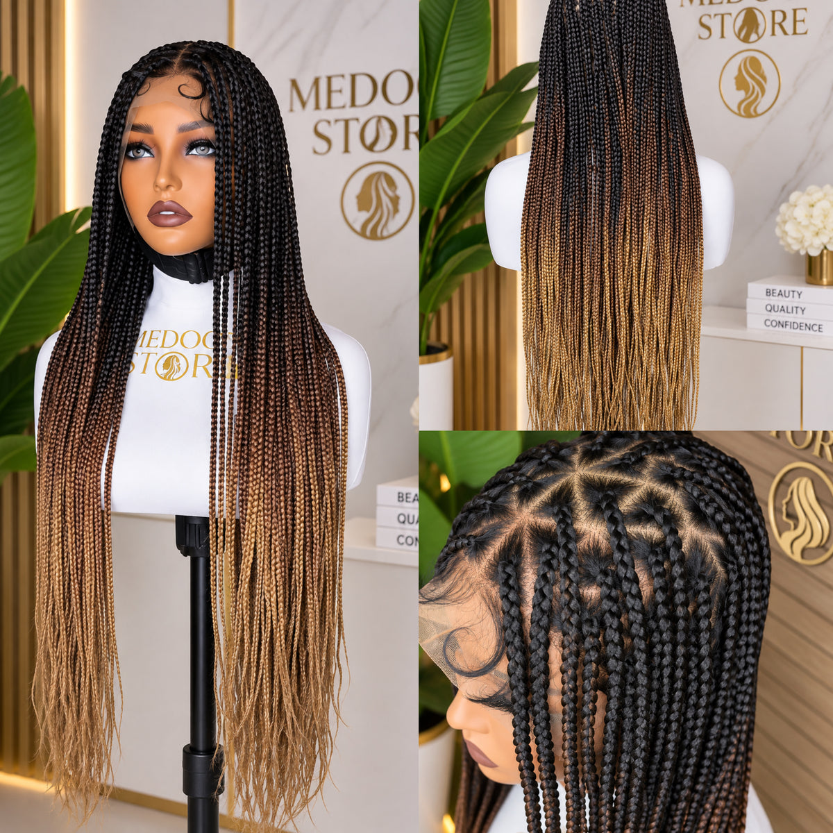 Braided knotless full lace wig (synthetic)