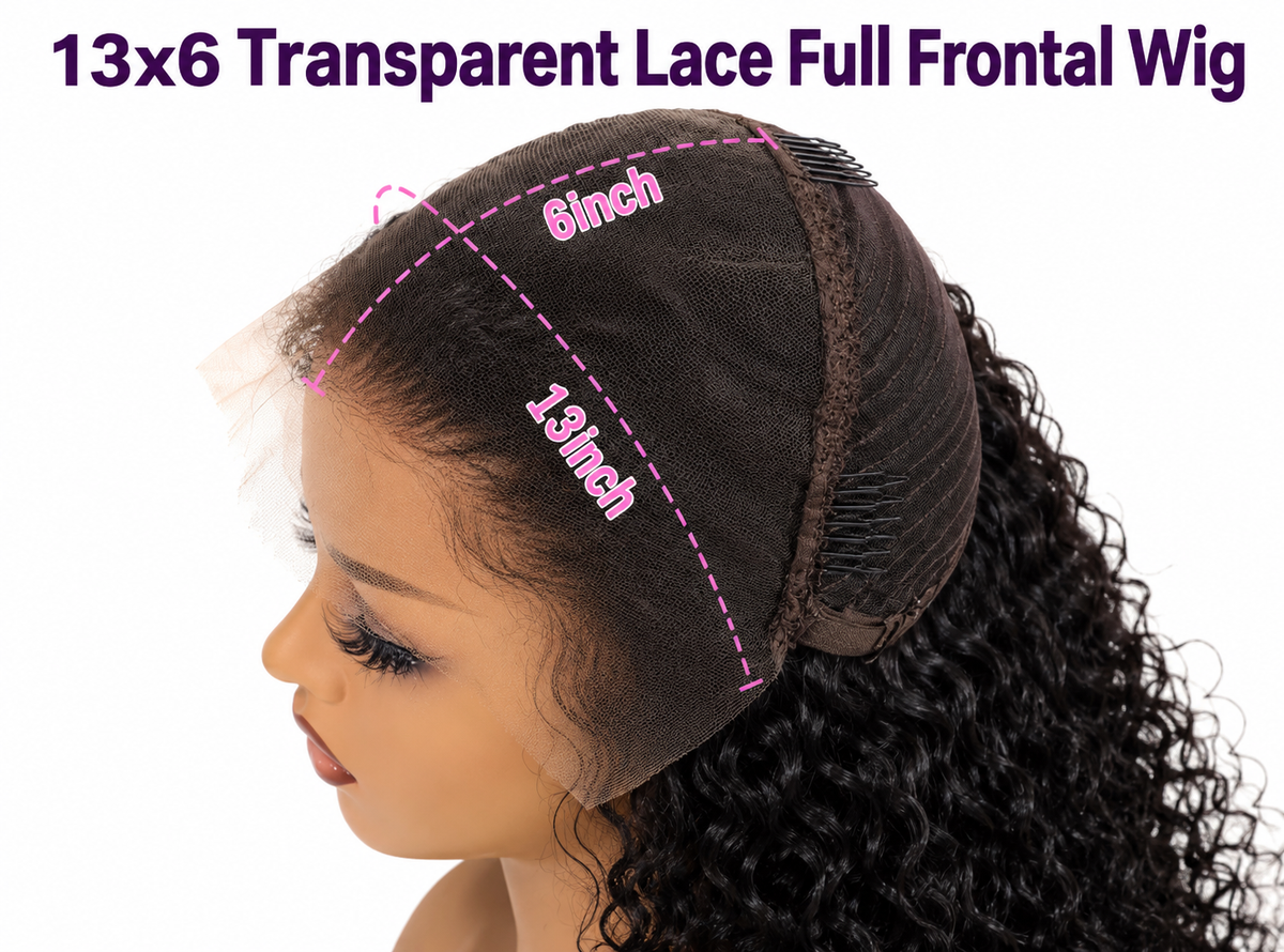 Wig deep wave 13x6 frontal wig transparent