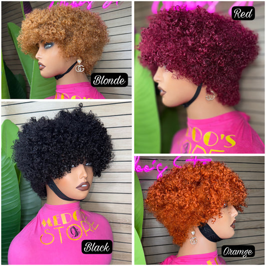 Pixie cut 100% human curly wig 200 density