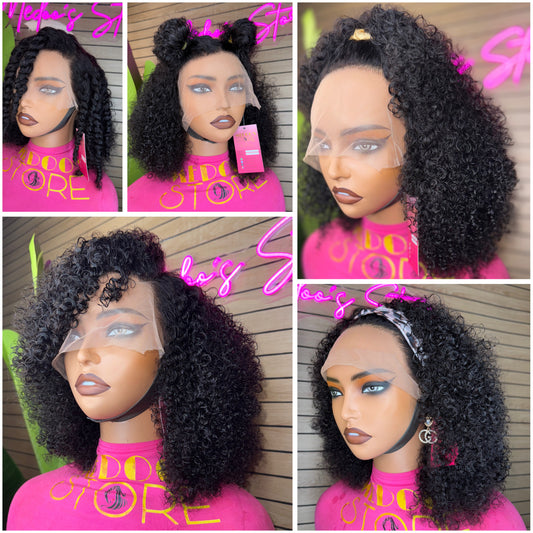 Wig full frontal curly 180% density