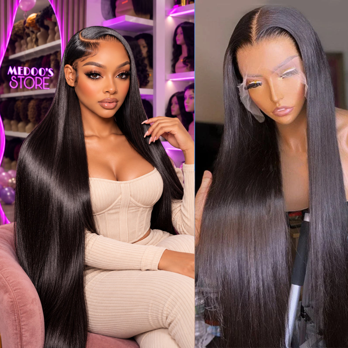 Wig straight 13x6 frontal wig transparent