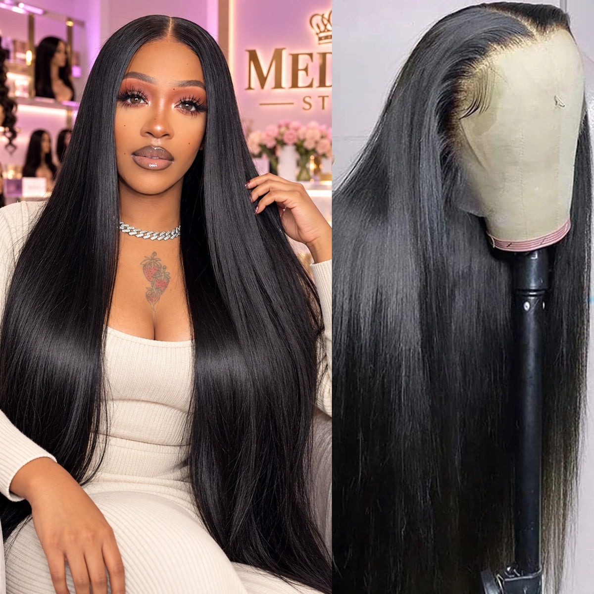 Wig straight 13x6 frontal wig transparent