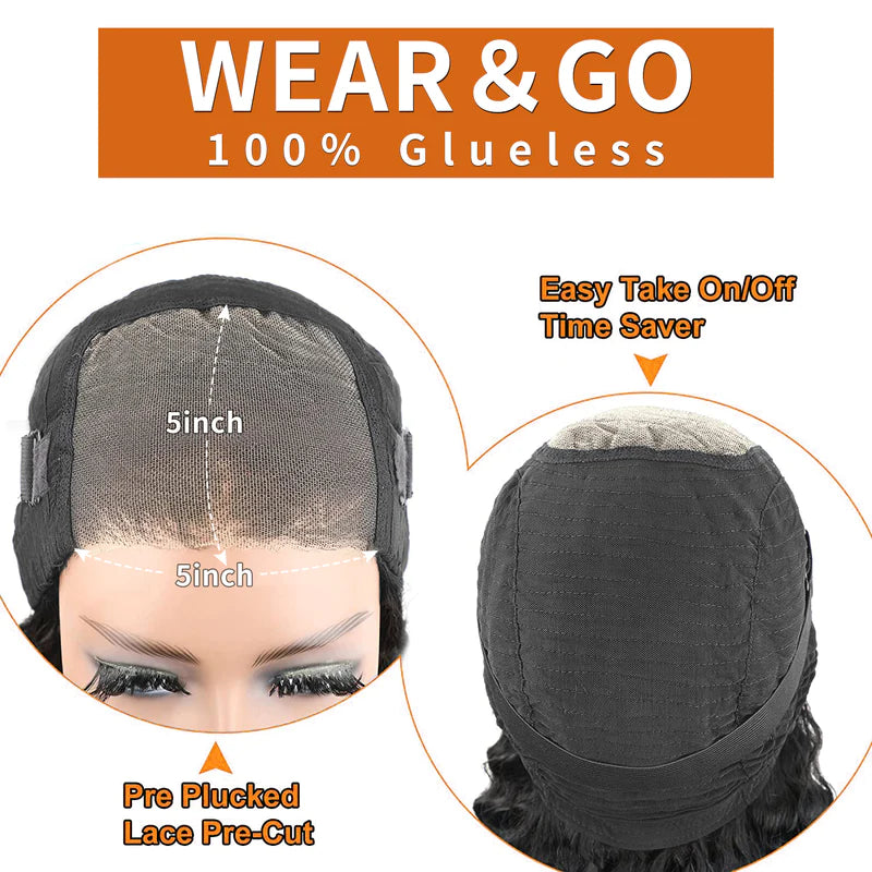 Wear and go straight wig 5*5