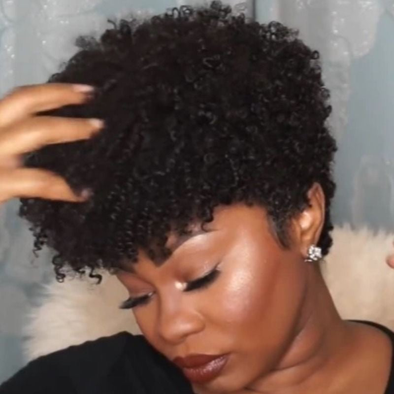 Short curly wig put on & go