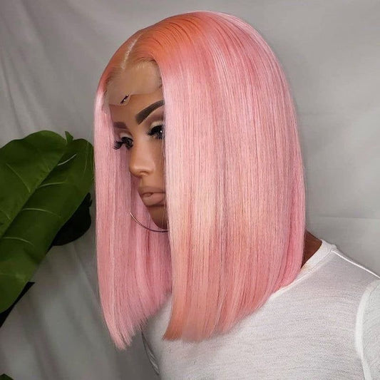 Bob wig pink straight full frontal transparent