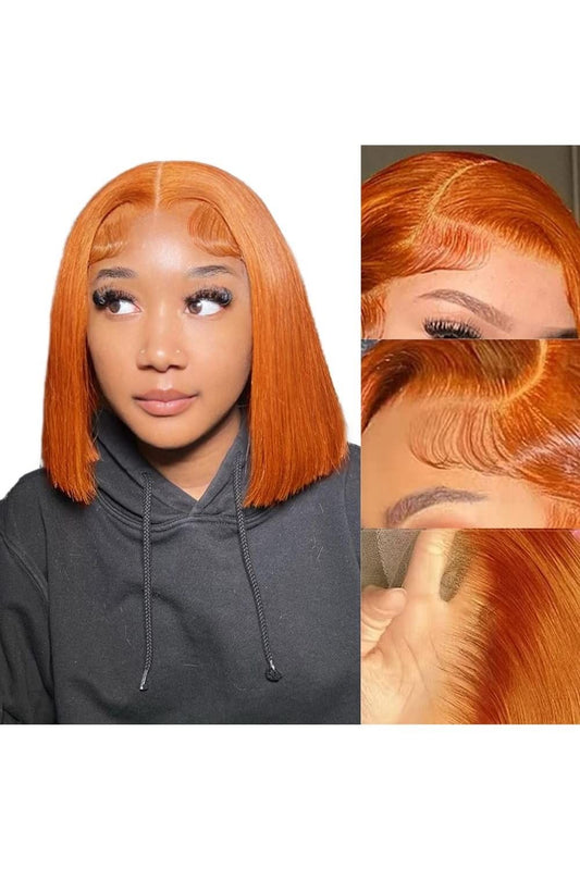 Bob wig orange straight full frontal transparent