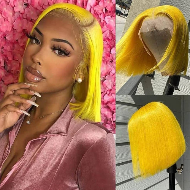 Bob wig yellow straight full frontal transparent – MEDOO'S STORE