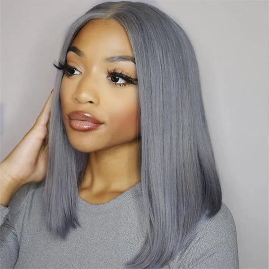 Bob wig grey straight full frontal transparent