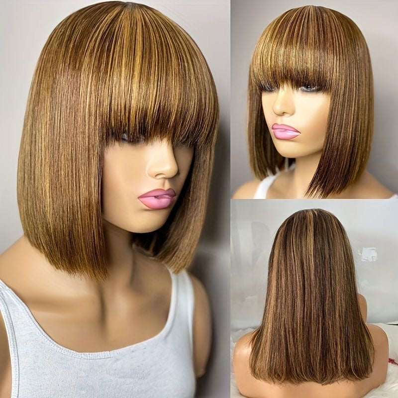 Highlight Frange wig straight realistic scalp no